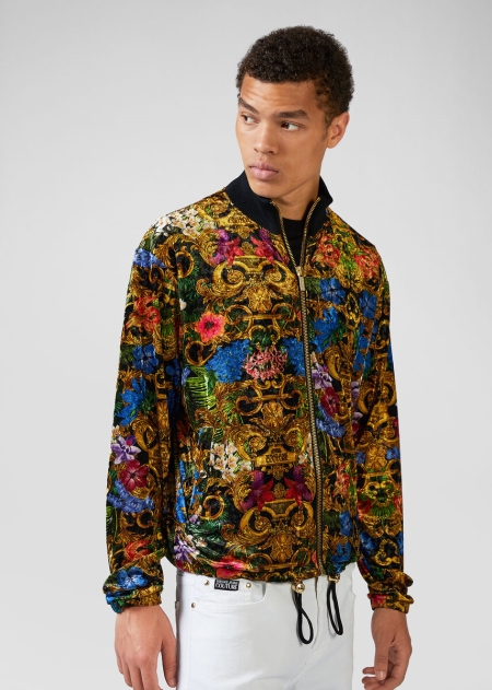 Versace Tropical Baroque Print Velvet Sweatshirt Herr - 697032AOY